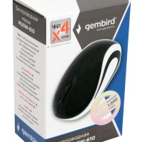 Мышь Gembird 610 3кн, 1200dpi, чёрный, беспроводная, батарейка в комплекте (1/100)