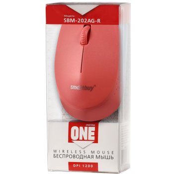 Мышь SmartBuy 202 ONE, 3кн, 1200 DPI, красный, беспроводная (1/100)