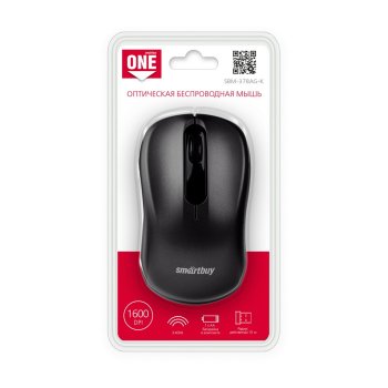 Мышь SmartBuy 378 ONE, 3кн, 1600 DPI, чёрный, беспроводная (1/40)