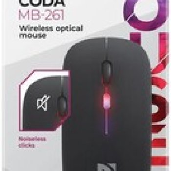 Мышь Defender бесшумная Coda, 4кн, 800/1200/1600 dpi, 2 режима подключения (BT + радиоканал 2.4 ГГц), радужная подсветка, АКБ 500 мАч, чёрный, беспроводная (1/100)