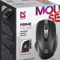 Мышь Defender бесшумная Prime MB-053 6кн, 800/1200/1600 dpi, чёрный, беспроводная (1/40)