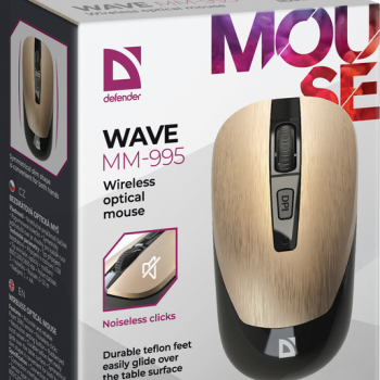 Мышь Defender бесшумная Wave MM-995 4кн, 800/1200/1600 dpi, бронза, беспроводная (1/40)