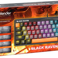 Клавиатура Defender Black Raven GK-417 RU радужная подсветка, красные свитчи, механическая, серый (1/20)
