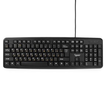 Клавиатура Gembird 8320UXL, USB, (лат/рус - бел/желт) 104 клавиши, 2м кабель, черный (1/20)