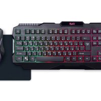 Набор игровой Smartbuy Rush Shotgun, мышь (1200/1600/2400/3200dpi, RGB подсветка) + клавиатура (многоцветная подсветка) + ковер (300х213х2мм) (1/10)