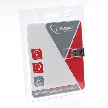 Сетевой адаптер WiFi Gembird 150Мбит, USB, 802.11b/g/n, микро, черный (1/400)