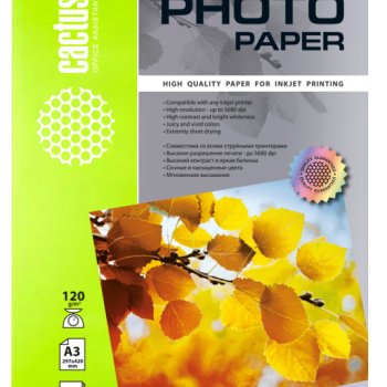 Бумага А3 Cactus 120 г/м2, 50 листов, матовая (1/16)