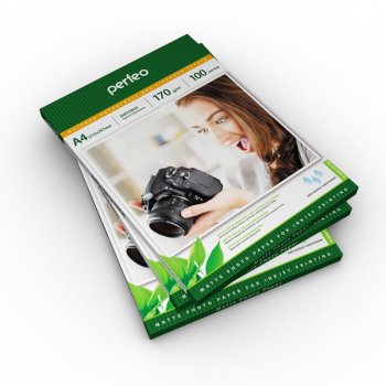 Бумага А4 Perfeo 170 г/м2, матовая, 100 листов (1/12)
