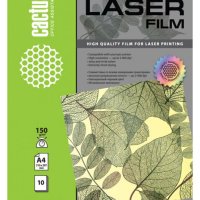 Плёнка Cactus А4 самоклеящаяся для цветных лазерных принтеров, прозрачная 10 листов (1/40)