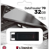 Флэш-диск Kingston 64Gb USB3.0 DataTraveler 70 черный, Type-C