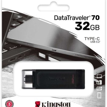 Флэш-диск Kingston 64Gb USB3.0 DataTraveler 70 черный, Type-C