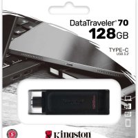 Флэш-диск Kingston 128Gb USB3.0 DataTraveler 70 DT70/128GB черный, Type-C