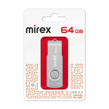 Флэш-диск Mirex 64GB Swivel серебристый