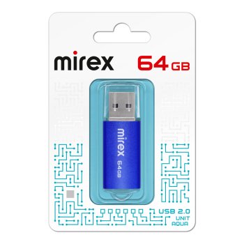 Флэш-диск Mirex 64GB Unit синий, металлический корпус