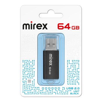 Флэш-диск Mirex 64GB Unit черный, металлический корпус