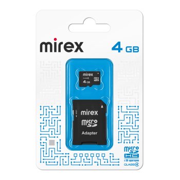 Карта micro-SD Mirex 4GB Class 4/6 + адаптер (SDHC)