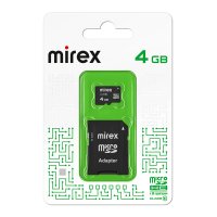 Карта micro-SD Mirex 4GB Class 10 + адаптер (SDHC)