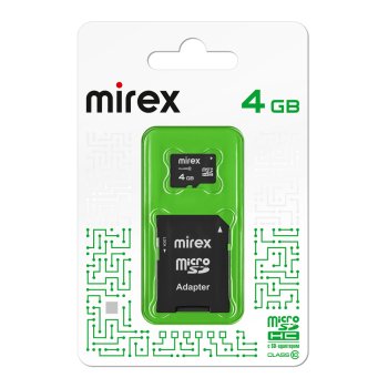 Карта micro-SD Mirex 4GB Class 10 + адаптер (SDHC)
