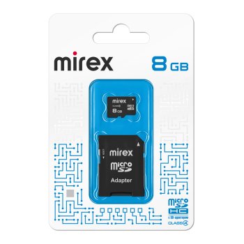 Карта micro-SD Mirex 8GB Class 4 + адаптер (SDHC)