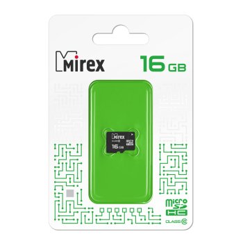 Карта micro-SD Mirex 16GB Class 10 (SDHC) (без адаптера)