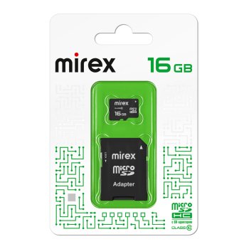Карта micro-SD Mirex 16GB Class 10 + адаптер (SDHC)
