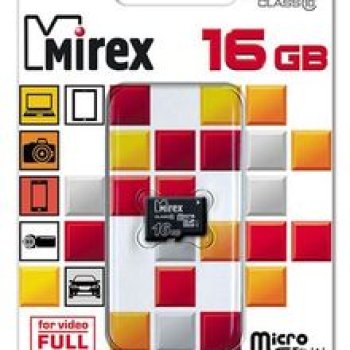 Карта micro-SD Mirex 16GB Class 10 UHS-I 45MB/s (SDHC) (без адаптера)