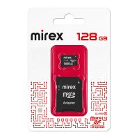 Карта micro-SD Mirex 128GB Class 10 UHS-I U1 + адаптер (SDXC)