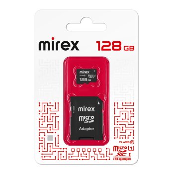 Карта micro-SD Mirex 128GB Class 10 UHS-I U1 + адаптер (SDXC)