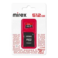 Карта micro-SD Mirex 512GB Class 10 UHS-I U3 + адаптер (SDXC)