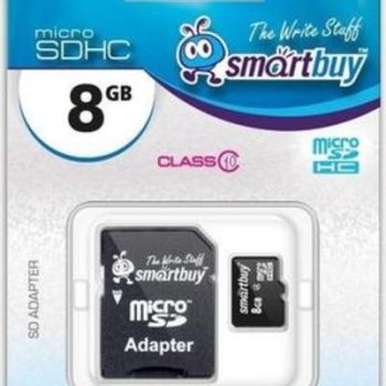 Карта micro-SD SmartBuy 8GB Class 10 + адаптер (SDHC) (адаптер SB8GBSDCL10-P1)