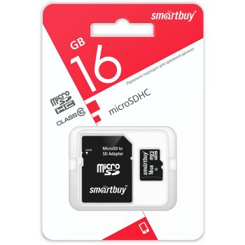 Карта micro-SD SmartBuy 16GB Class 10 + адаптер (SDHC) LE