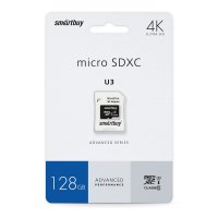 Карта micro-SD SmartBuy 128GB Class 10 U3 V30 R/W:90/55 MB/s + адаптер (SDXC)