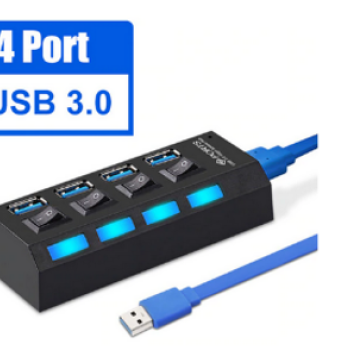 USB- хаб SmartBuy USB 3.0 7304-B 4 порта, выключатели порта с индикацией, черный