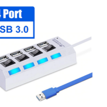 USB- хаб SmartBuy USB 3.0 7304-W 4 порта, выключатели порта с индикацией, белый