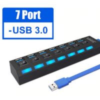 USB- хаб SmartBuy USB 3.0 7307-B 7 портов, выключатели порта с индикацией, черный