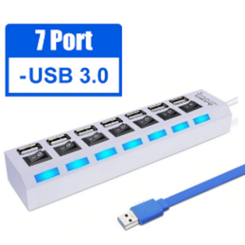 USB- хаб SmartBuy USB 3.0 7307-W 7 портов, выключатели порта с индикацией, белый