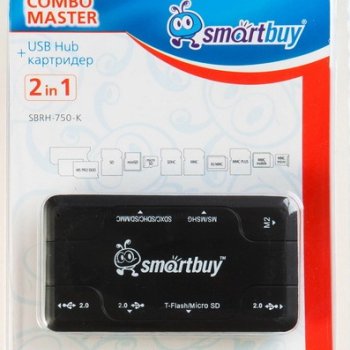 Kартридер + USB- хаб SmartBuy 750-K Combo черный