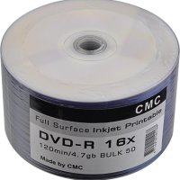 Диск DVD-R 4.7 Gb 16x full inkjet printable (полная заливка) CMC SP (50/600)