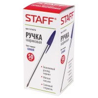 Ручка шариковая Staff Офис 0,5 мм корпус прозрачный, синий стержень (150/50/2000)
