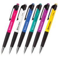 Ручка шариковая автоматическая BRAUBERG "Concept" с грипом узел 0,7 мм линия 0,35 мм синий стержень АССОРТИ (12)