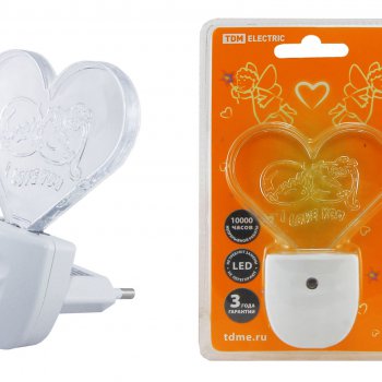 Ночник 220В TDM Сердце красный датчик (10)
