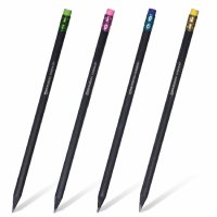 Карандаш чернографитный Brauberg "Black Wood" НВ черное дерево черный корпус c резинкой ассорти (100)