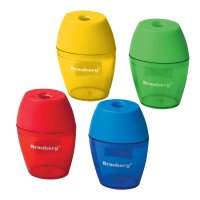 Точилка пластиковая Brauberg "Diamond" 1 отверстие с контейнером ассорти (2/24)