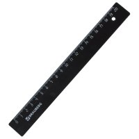 Линейка пластиковая 20см Brauberg непрозрачная черная (1/40)