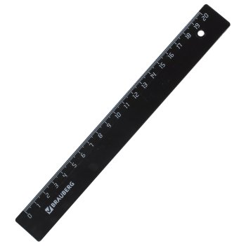 Линейка пластиковая 20см Brauberg непрозрачная черная (1/40)
