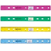 Линейка пластиковая 30см BRAUBERG "Crystal" тонированная ассорти (1/24)