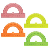 Транспортир пластик 10см 180 градусов Brauberg прозрачный неоновый ассорти (1/60)