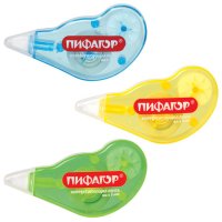 Корректирующая лента Пифагор 5мм*4м цвет ассорти в блистере (1/48)