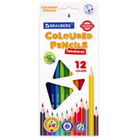 Карандаши цветные 12цв Brauberg Premium трехгранные грифель 3мм (1/12/240)