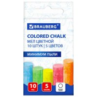 Мел цветной Brauberg Антипыль набор 10шт круглый (1/36/144)